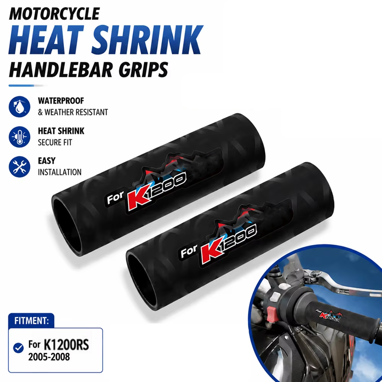 Handlebar Grip Heated - Motosiklet Isıyla Daralan Sapları Kauçuk kaymaz